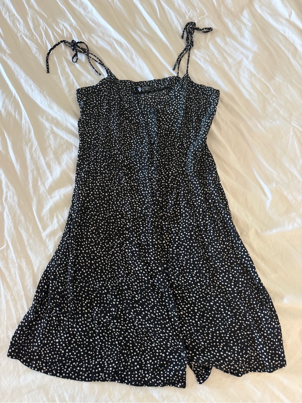 & Other Stories Black and White Polka Dot Tie-Strap Dress